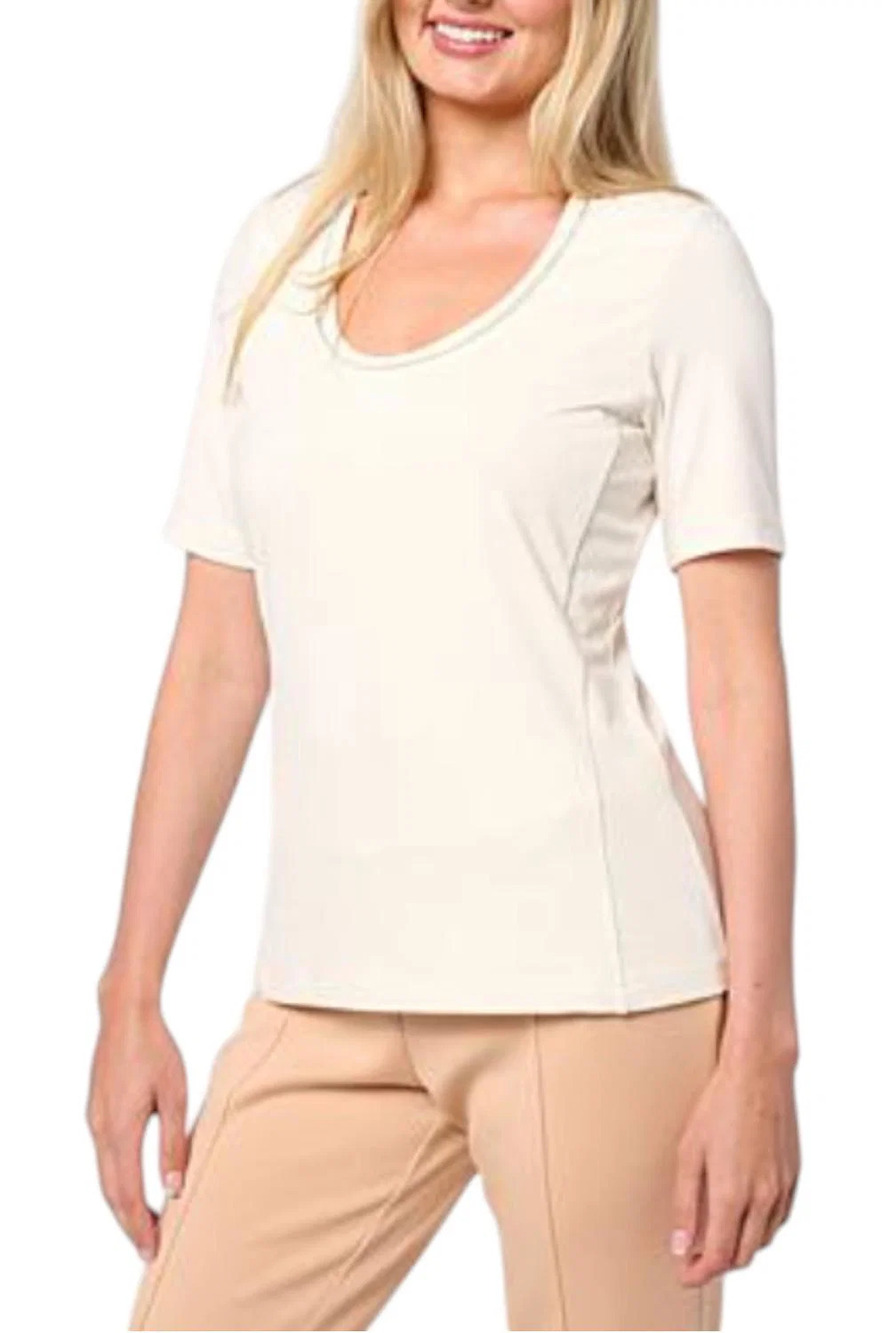 Mark & James by Badgley Mischka Women's Amy Short Sleeve Tee Ivory - Regular